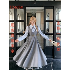 批发Blovelan寂静回廊 学院风减龄撞色衬衫假两件收腰<b class='q'>西装</b>连衣裙早秋