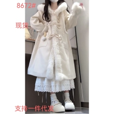 批发漂亮<b class='q'>高级</b>感气质加厚白色毛呢外套女冬季新款小个子中长款呢子大衣