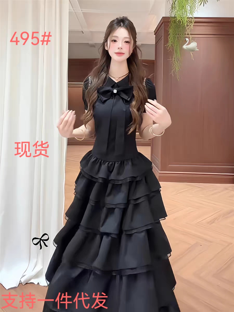 밤 백조 한 부서 디자인 센스 검정색 드레스 작은 대중 그는 벤 바람 미니멀리즘 품격 대 치마 롱 스커트 여성