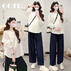 批发实拍2026春季新款拼接百搭长袖圆领休闲女款洋气显瘦长袖T恤女