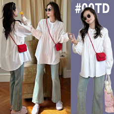 批发2026<b class='q'>春</b>装新款法式气质宽松长袖孕妇衬衣