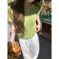 批发2026春夏新款麻花编织毛衣短袖针织衫<b class='q'>套头毛衣</b>