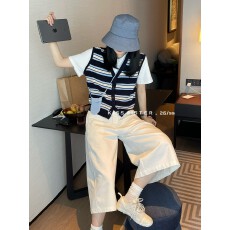 批发假两件针织衫女2026春夏短袖拼接马甲