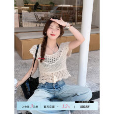 批发镂空钩花<b class='q'>针织</b>背心女夏2026新款吊带设计感小众外穿叠穿流苏上衣