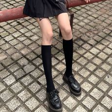 批发春秋新款拼色过膝<b class='q'>袜</b>显瘦小腿<b class='q'>袜</b>日系<b class='q'>棉</b>堆堆袜子<b class='q'>女</b>长筒JK袜子短筒
