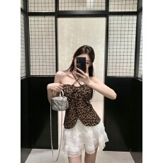 批发<b class='q'>实拍</b>实价 法式浪漫复古豹纹挂脖背心垂感夏季上衣+蛋糕蕾丝裙内衬