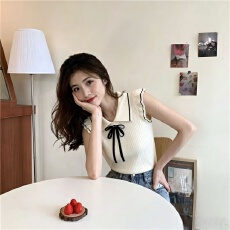 批发实拍实价 夏装新款<b class='q'>甜美</b>简约通勤修身显瘦无袖上衣小飞袖背心