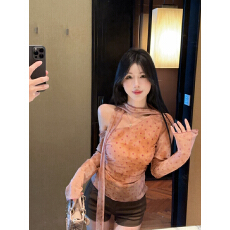 批发实拍实价 纯欲辣妹斜肩绑带扎染网纱上衣短<b class='q'>裤</b>套装