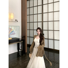 批发实拍 实价 设计感狐狸毛毛百搭毛衣开衫<b class='q'>蕾丝</b>吊带背心网纱半身裙