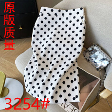 批发黑白经典波点<b class='q'>半身裙</b><b class='q'>职业</b>女性西装面料高腰直筒裙优雅职场穿搭裙子