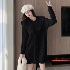批发内搭毛衣慵懒风新款裙甜美秋冬娃娃领小个子软弱针织衫<b class='q'>连衣裙</b>新款