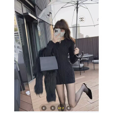 批发杏色针织衫毛衣开衫外搭连衣裙配大衣包臀短裙宽松秋冬外套女<b class='q'>裙子</b>