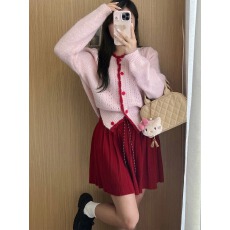 批发2026春季新款甜美百搭复古撞色清新软糯毛衣外穿针织开衫外套长袖