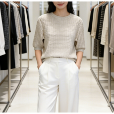 批发2026夏季新款法式温柔风短袖针织衫女士轻奢显瘦套头打底上衣宽松