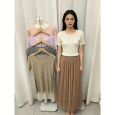 批发夏装冰丝针织上衣女<b class='q'>宽松</b>运动休闲夏季短袖修身包臀显瘦