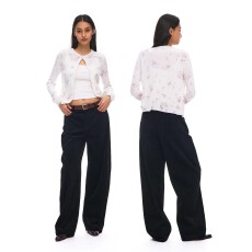 批发alright then 晕染感花卉印花绵羊毛短款修身针织<b class='q'>开衫</b>