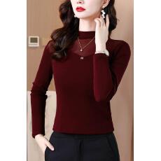 批发2026秋冬新品蕾丝网纱<b class='q'>加绒</b>加厚简约套头修身洋气<b class='q'>打底衫</b>