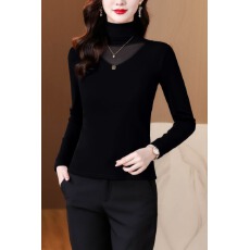 批发2026秋冬新品蕾丝网纱高领钉珠加厚保暖打底衫显瘦上衣女