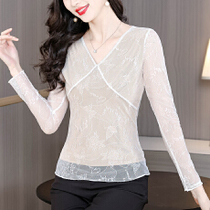 批发2026春秋新款<b class='q'>欧美风</b>性感V领蕾丝打底衫辣妹设计感纯欲假两件上衣