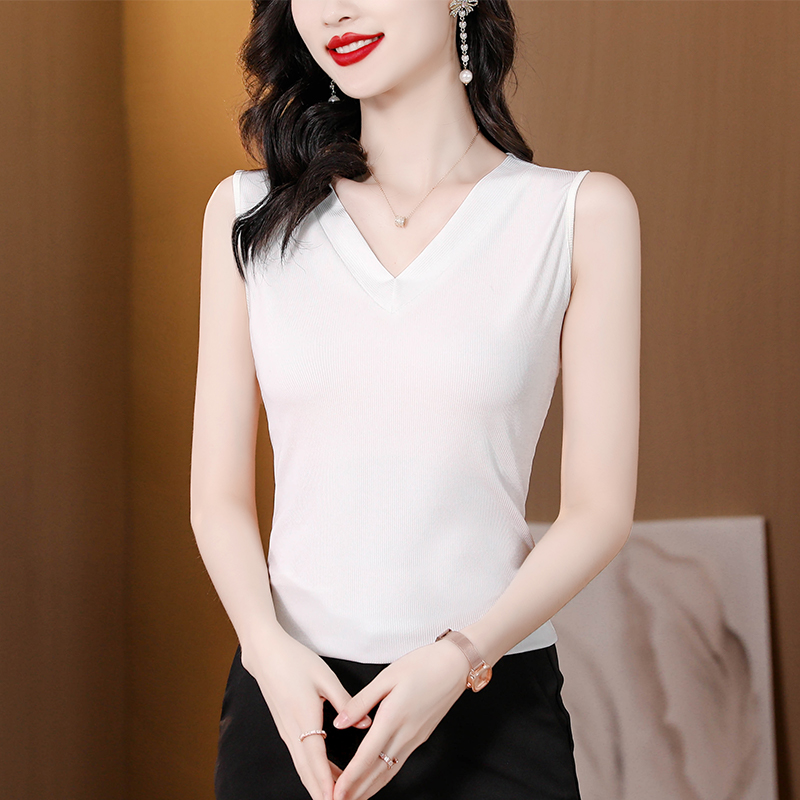 2026 패션 새로운 여름 미니멀리즘 V넥 한국 스타일 다용도 표준 민소매 풀오버 조끼 맨위 여성
