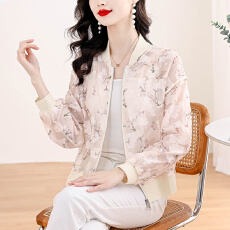 批发小香风棒球服女外套薄款夏季2024新款短款宽松休闲雪纺防晒衣上衣