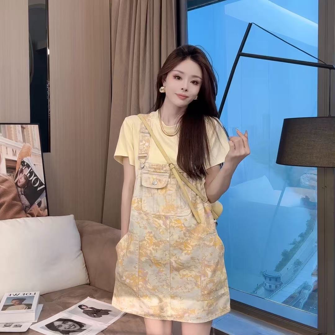 MY7846# 春夏新款背带裙小个子休闲风减龄显瘦牛仔背带裙女女裝貨源服裝批發
