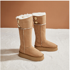 2025冬季新款厚底厚绒中筒雪地靴货号