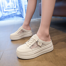 2026夏季新款网面透气休闲鞋厚底半拖女鞋货号