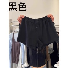 批发韩国东大门2026夏季新款洋气松紧腰纽扣百搭休闲<b class='q'>短裤</b><b class='q'>女</b>简约<b class='q'>运动</b>裤