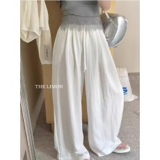 批发2026十三行春夏<b class='q'>新款</b>韩系简约松紧腰抽绳阔腿<b class='q'>裤</b><b class='q'>女士</b>夏休闲直筒长<b class='q'>裤</b>