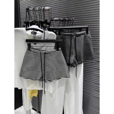 批发条纹撞色休闲运动短裤女2026夏季薄款系带高腰显瘦阔腿热裤短裤子