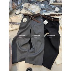 批发十三行2026春季新款<b class='q'>韩版</b>洋气百搭显瘦高腰配腰带西装直筒阔腿裤女