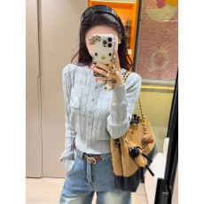 批发韩系甜辣妹坑条纹理针织开衫外套女秋季新款小众设计感<b class='q'>修身</b>短上衣