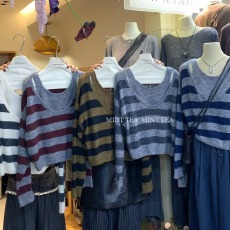 批发韩国东大门条纹背心拼接假两件毛衣女炸街纯色大气<b class='q'>正品</b>风格