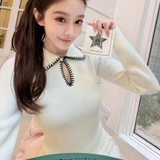 批发韩雨嘉【冬日美纪】C*EL25滑雪北极绒纱线 小香风手钩娃娃领毛衣