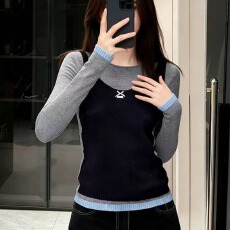 批发韩系灰色假两件正肩针织衫女秋冬设计感<b class='q'>毛衣</b>打底衫内搭<b class='q'>短款</b>上衣厚