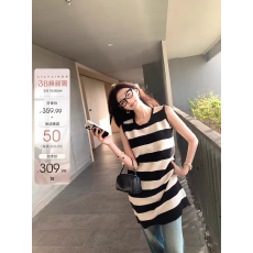 批发Lilylikes“糯糯条纹裙”柔雾感<b class='q'>兔毛</b>羊毛ins风极简条纹针织连衣裙