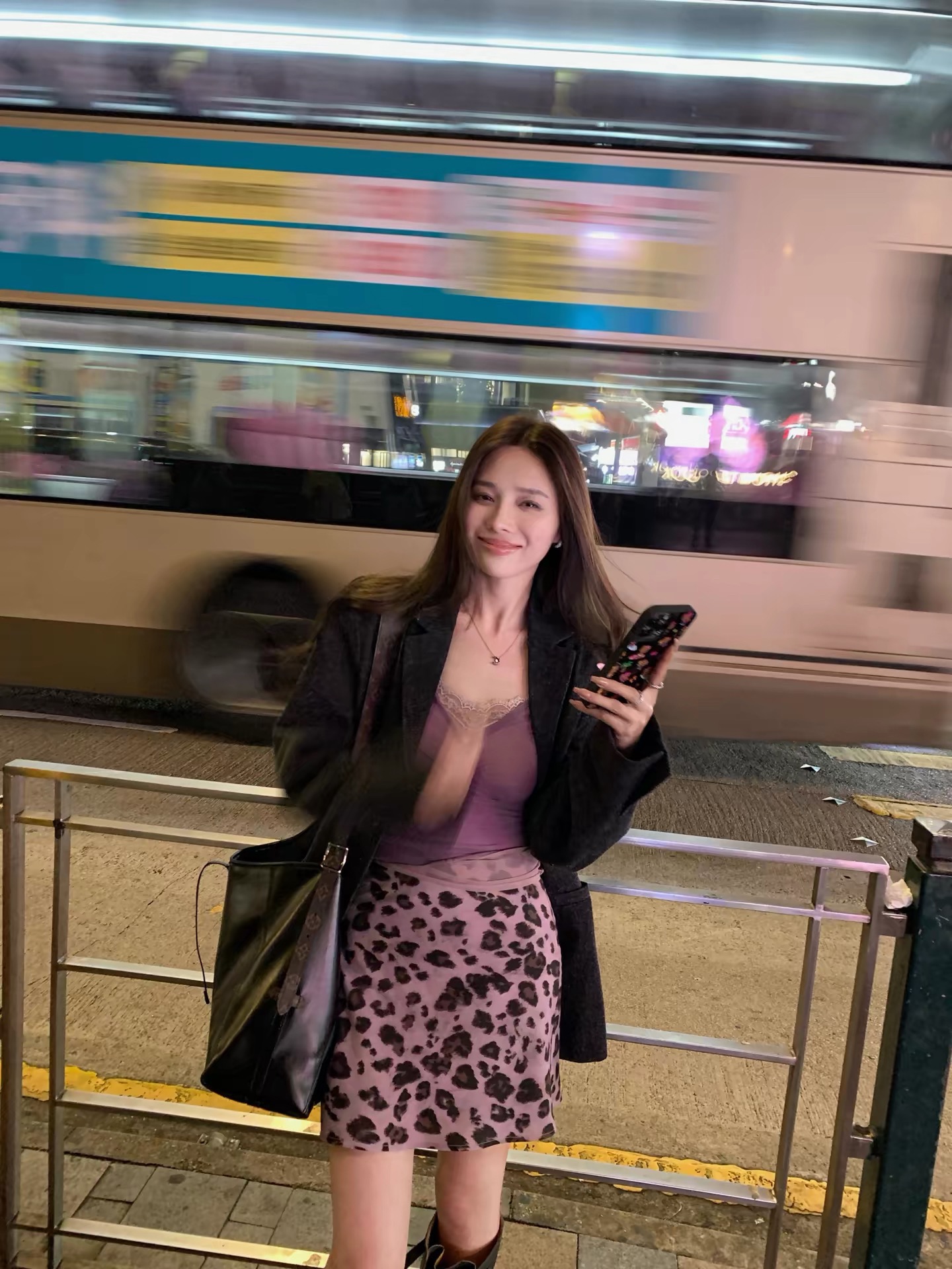 nanabynanaleopard 더블 버전 낭만주의 보라색 레오파드 무늬 반신 스커트 여성 봄 여름 휴가 미니 스커트
