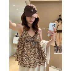 批发十三行2026夏季新款韩系减龄叠穿<b class='q'>碎花</b>豹纹吊带背心女宽松显瘦上衣