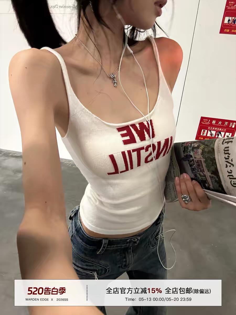 한 좋은 달콤한 warden edge 빨간색과 흰색 율동 화이트 모직물 조끼 여성 가을 핫걸 u 칼라 만나는 슬립 맨위