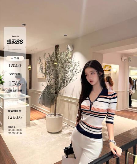 okmashop 오래된 돈 출퇴근 원단 단단한 실제로 질감 긍정적 인 어깨 중간 소매 배색 몸매 가꾸기 스트라이프 니트 스웨터