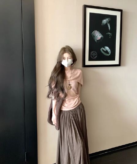 xxiiuu 계층 구조 숄 맨위 망토 털 니트 스웨터 여성 주름 부드러운 슬림해 보이는 긴팔 작은 셔츠