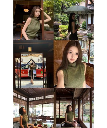 안녕하세요. 팬 팬 my chic 높음 지혜 분위기 높음 칼라 민소매 니트 맨위