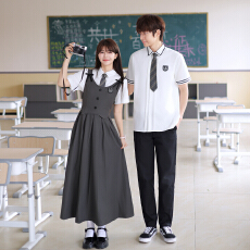 批发实拍情侣装学生班服两件套连衣裙<b class='q'>舞台</b>表演服 毕业照女裙85 男套58