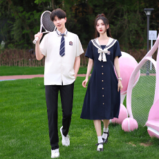 批发实拍情侣装学生班服连衣裙舞台表演服 毕业照女裙75 男套60