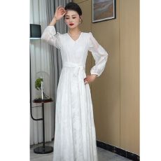 批发法式气质<b class='q'>连衣裙</b>2026收腰春夏新款长款温柔白色显瘦长裙裙子大摆裙