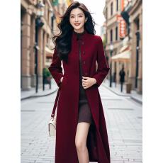 批发毛呢大衣女<b class='q'>秋</b>冬新款过膝长款收腰显瘦高端气质呢子外套