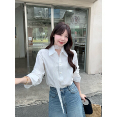 批发实拍 大码法式<b class='q'>蝴蝶结</b>纯色早春蕾丝长袖<b class='q'>衬衫</b>女