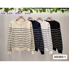 批发韩系圆领条纹刺绣<b class='q'>外</b><b class='q'>搭</b>针织<b class='q'>长袖</b><b class='q'>开衫</b>