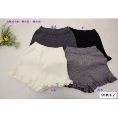 批发甜美百搭木耳边松紧高腰显瘦针织短裤